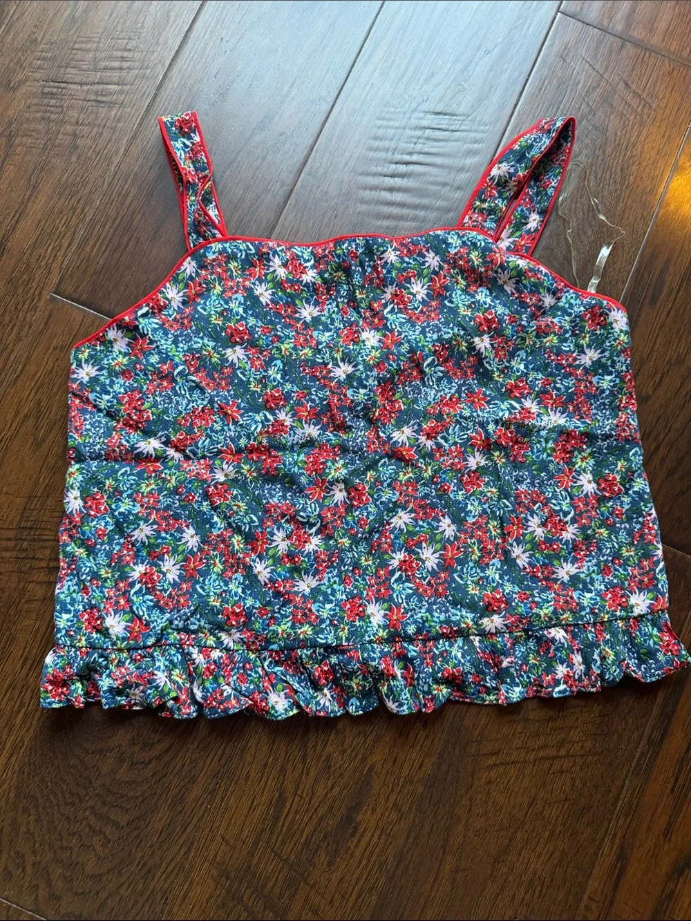 GB Girls Floral Two-Piece Crop Top & Skirt Set - Red & Blue Floral